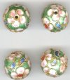 4 16mm Green Cloisonné Rounds